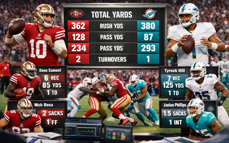 49ers vs Miami Dolphins Match Player Stats