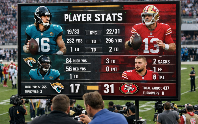 Jacksonville Jaguars vs 49ers Match Player Stats